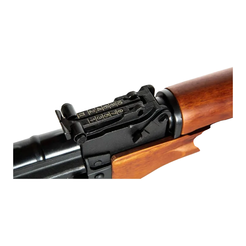 AKMS E&L, détail de la hausse graduée et du garde-main en bois