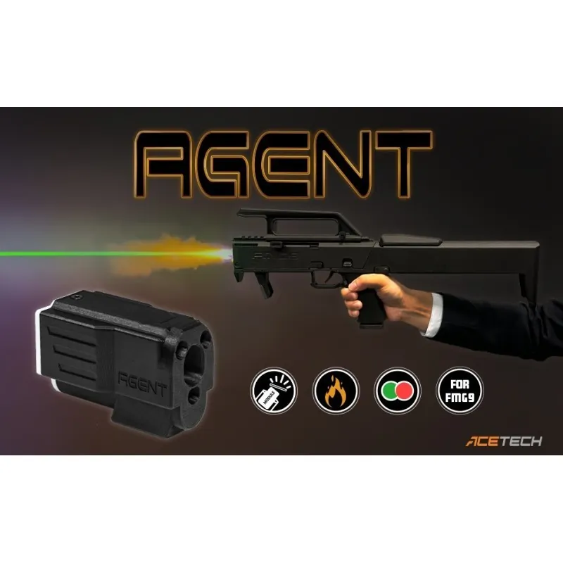 Visuel Acetech du traceur Agent pour kit FMG-9 : effet flamme et bille traçante verte