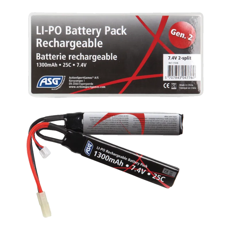 ASG - Batterie LiPo 7.4V 1300mAh 25C - Tamiya - 2 bâtons
