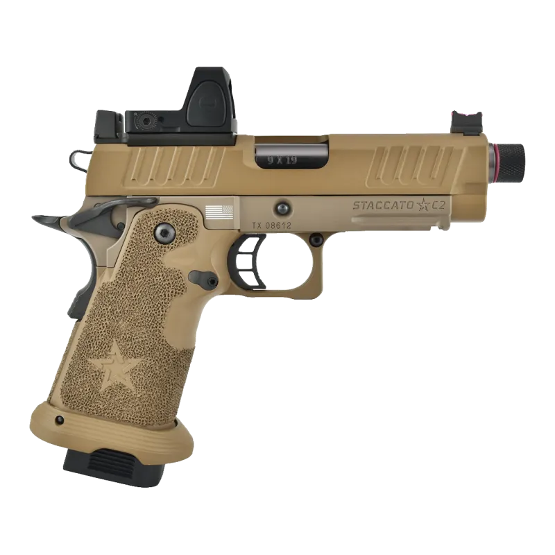 Pistolet GBB Staccato C2 Army Armament tan, vue de profil droit marquage Staccato C2