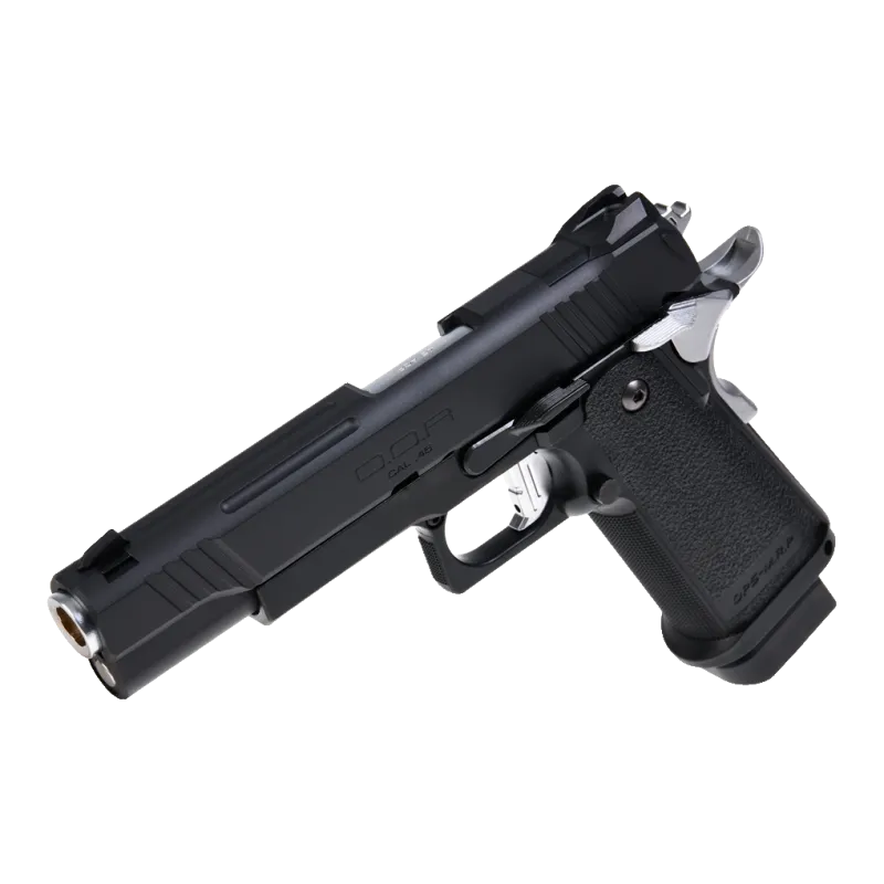 Pistolet GBB Tokyo Marui Hi-Capa 5.1 D.O.R. noir, vue de trois quarts avant