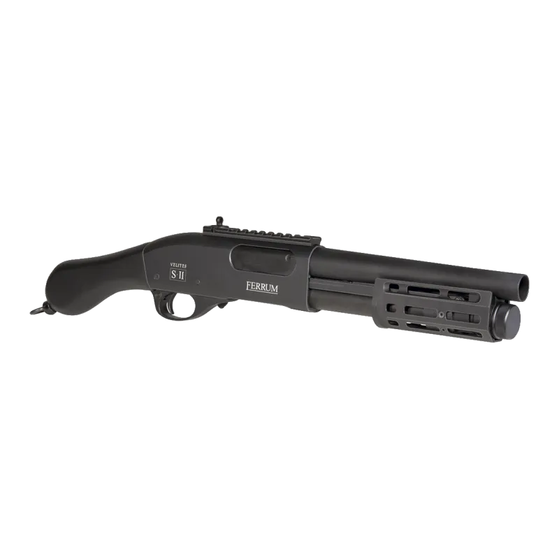 Fusil à pompe Secutor Velites Ferrum S-II noir, vue de trois quarts avant, garde-main M-LOK