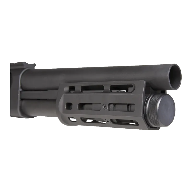 Fusil à pompe Secutor Velites Ferrum S-II noir, détail du canon et du garde-main M-LOK