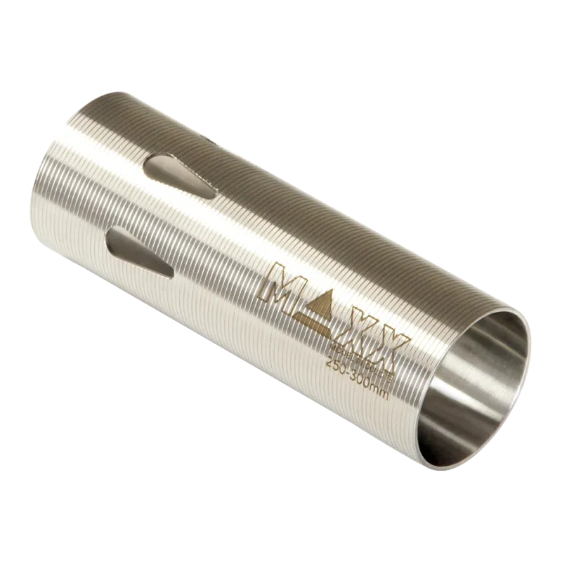 Cylindre inox CNC Maxx Model type D pour canon 250-300 mm, vue de trois quarts arrière