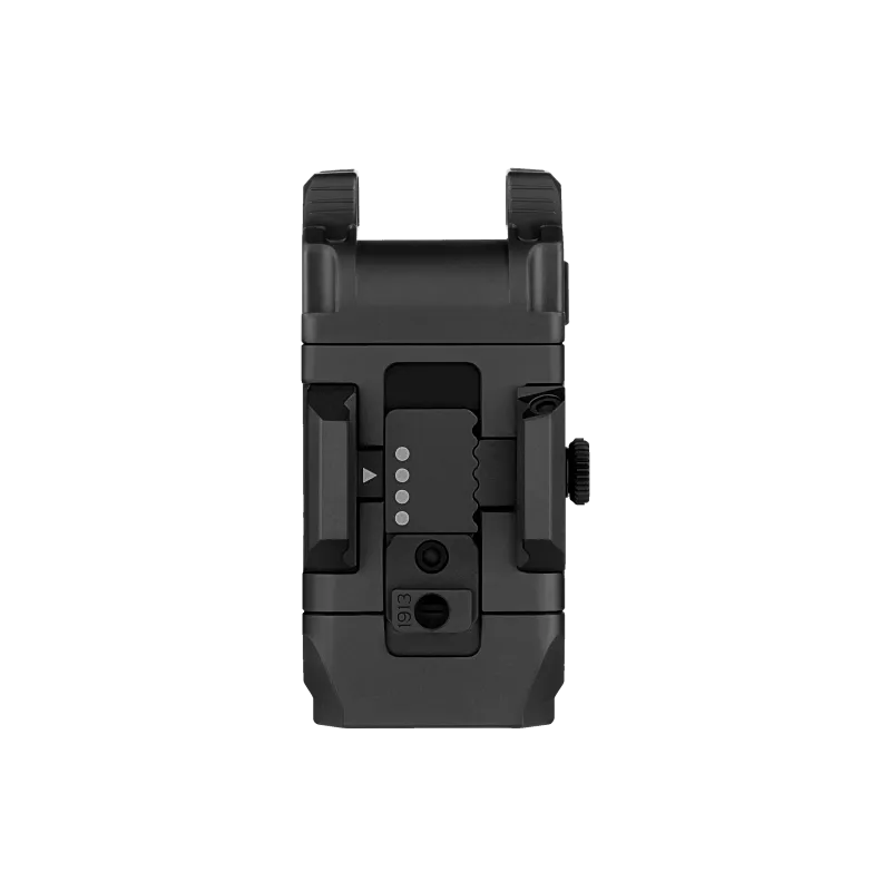 Olight PL X noire vue de dessus, fixation de rail 1913 et molette de serrage