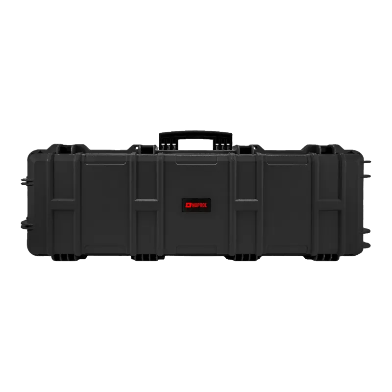 Mallette waterproof Nuprol IP67 noire, vue de face du couvercle avec logo Nuprol
