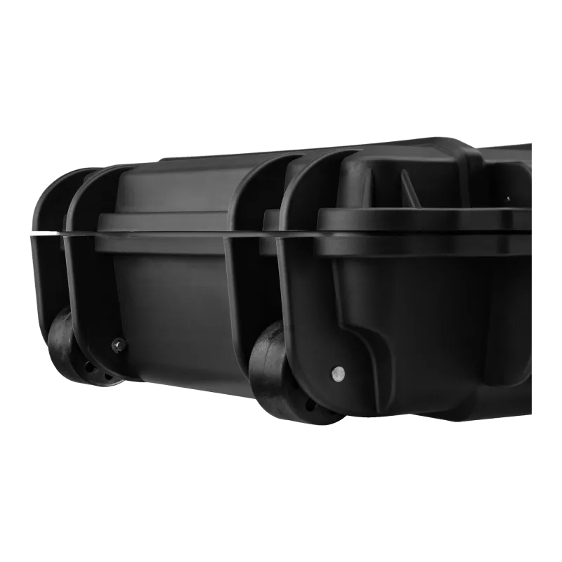 Mallette Nuprol IP67 noire, détail des roulettes intégrées