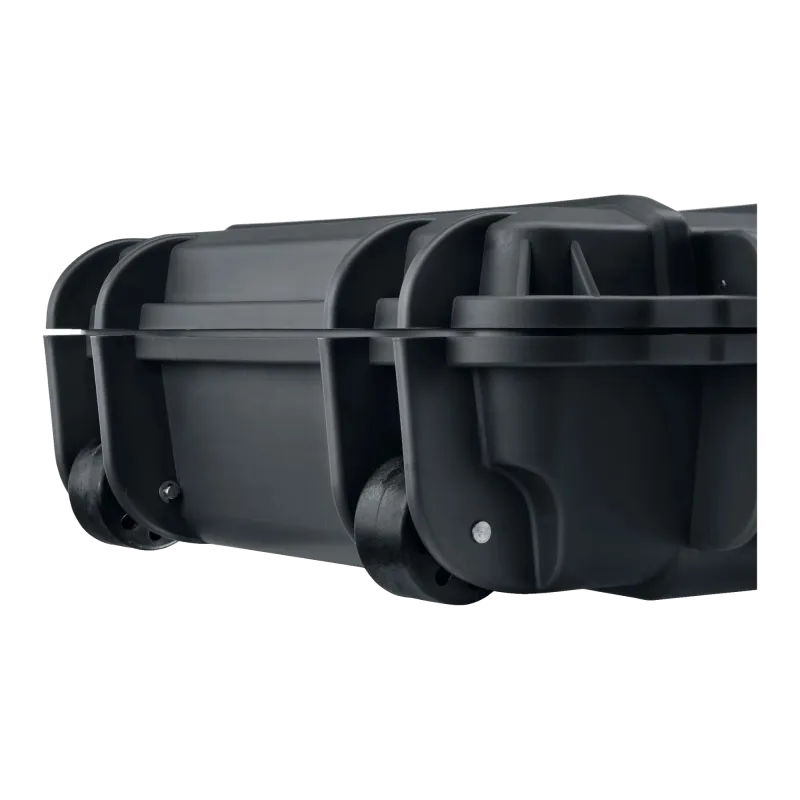 Mallette waterproof Nuprol IP67 grise, détail des roulettes intégrées