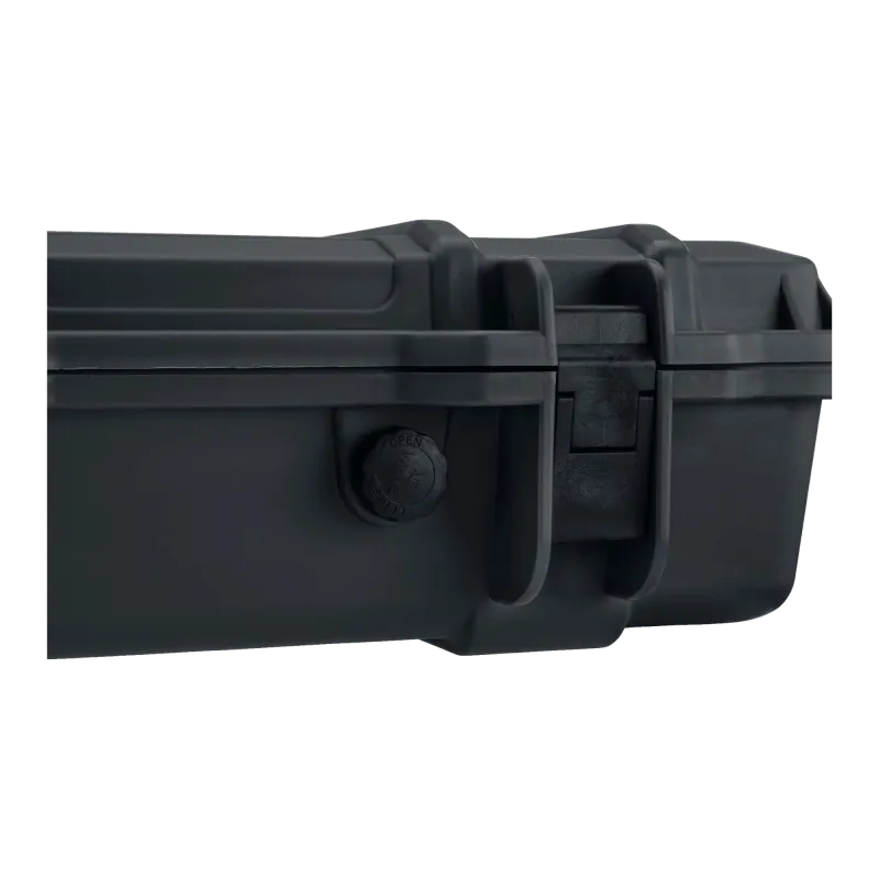 Mallette waterproof Nuprol IP67 grise, détail de la valve de décompression et d'un fermoir