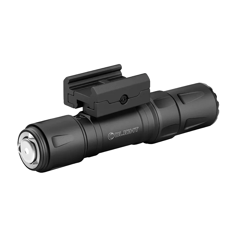 Olight Odin S noire de trois quarts arrière avec fixation Picatinny