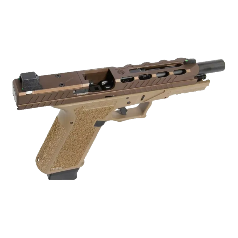Poseidon Orion No.3 Combat tan, vue de dessus de la culasse ajourée et canon fileté