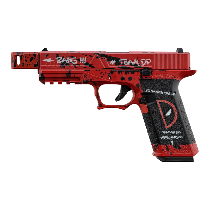 Pistolet GBB AW Custom VX7302 DP rouge et noir, profil côté gauche