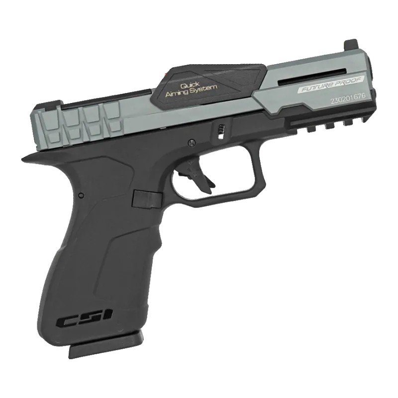 Pistolet GBB Poseidon XG8 MG CSI, vue 3/4 côté gauche, Quick Aiming System