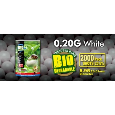 G&G Armament - Billes biodégradable Blanche 0.20g X 2000 bbs