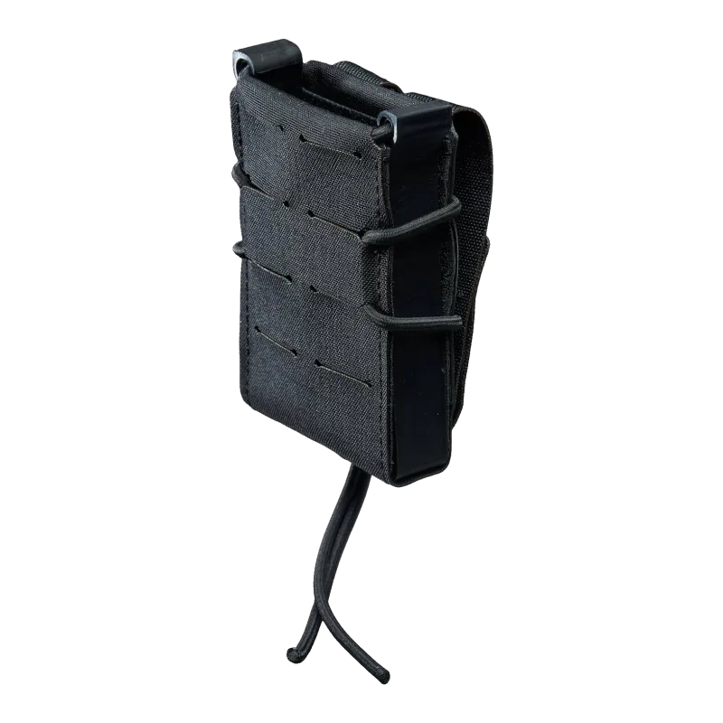 Poche Templar's Gear FMR noire, vue de trois quarts avec face MOLLE découpée au laser