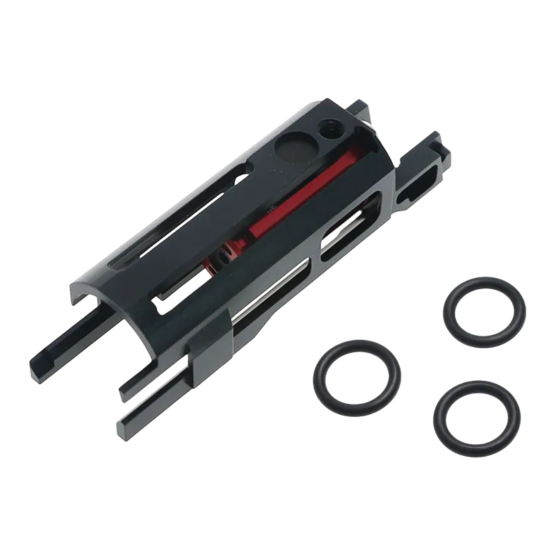 Cage nozzle CowCow aluminium noir pour Hi-Capa, vue de trois quarts arrière