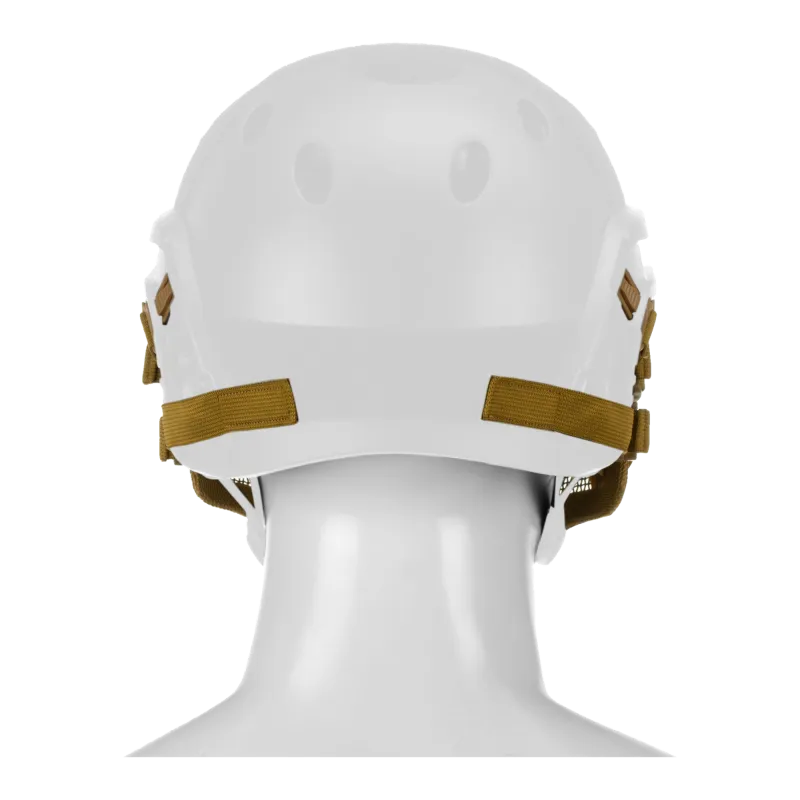 Masque grillagé Invader Gear Fast tan, vue arrière des sangles attachées au casque