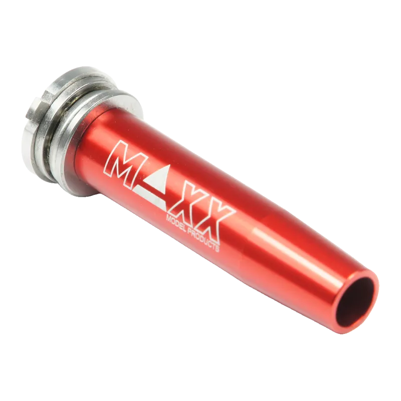 Guide de ressort Maxx Model aluminium rouge, vue de trois quarts côté tige creuse