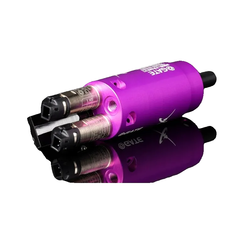 Gate Pulsar D2 : double solénoïde à l'arrière du moteur HPA violet, vue de trois quarts