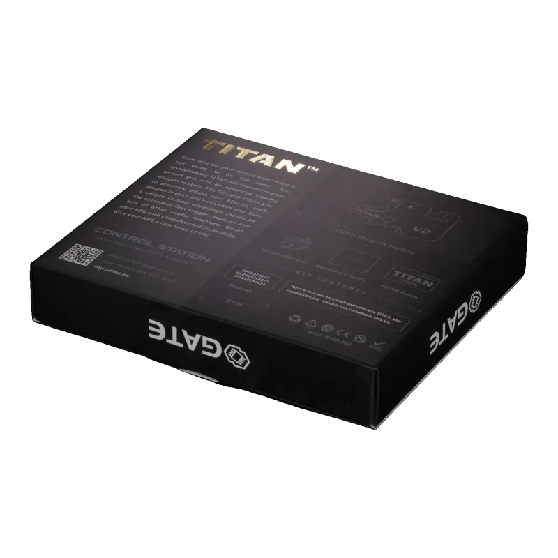 Dos de la boîte du Gate Titan V2 NGRS avec contenu du kit et application Control Station