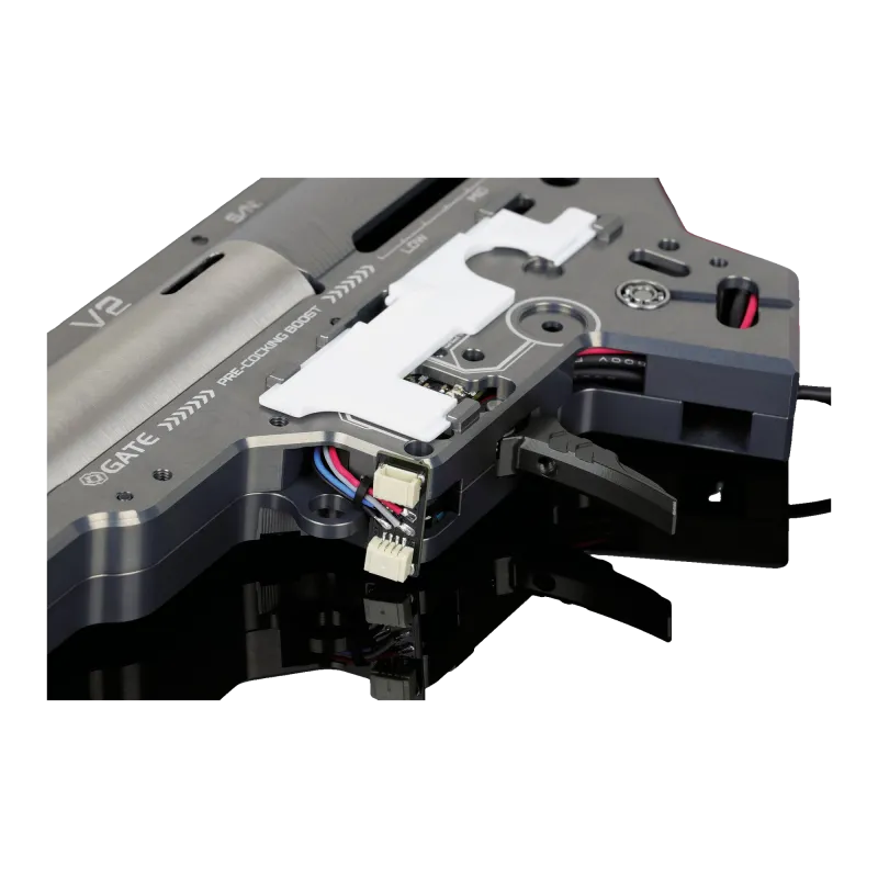 Gros plan sur la détente et l'électronique de la gearbox Gate EON V2