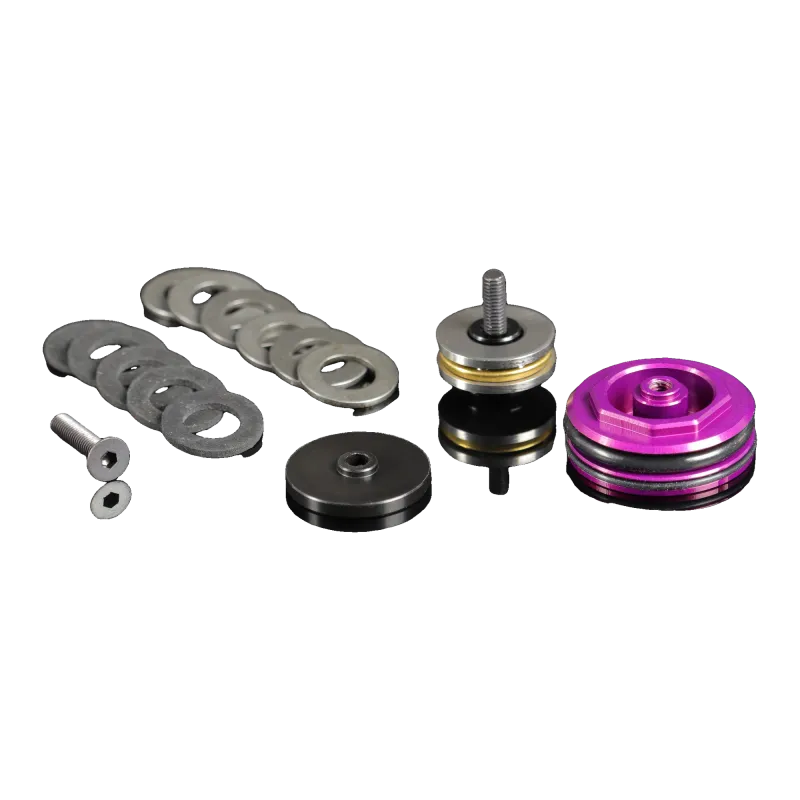 Contenu du kit Gate EON Power Hybrid : tête violette, pastilles acier et synthétiques, entretoise AOE, vis
