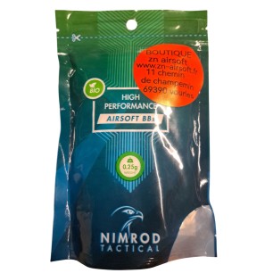 Nimrod Tactical - Billes blanches Biodégradables High Performance 0.25g X 1000 bbs