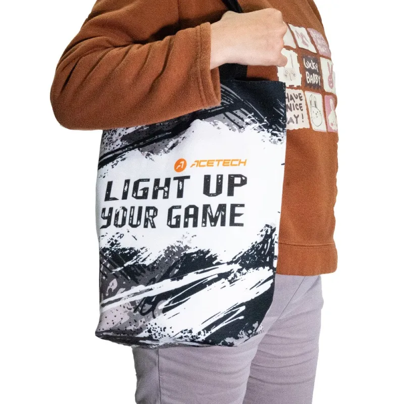 Tote bag Acetech Light up your game porté à l'épaule, vue de face