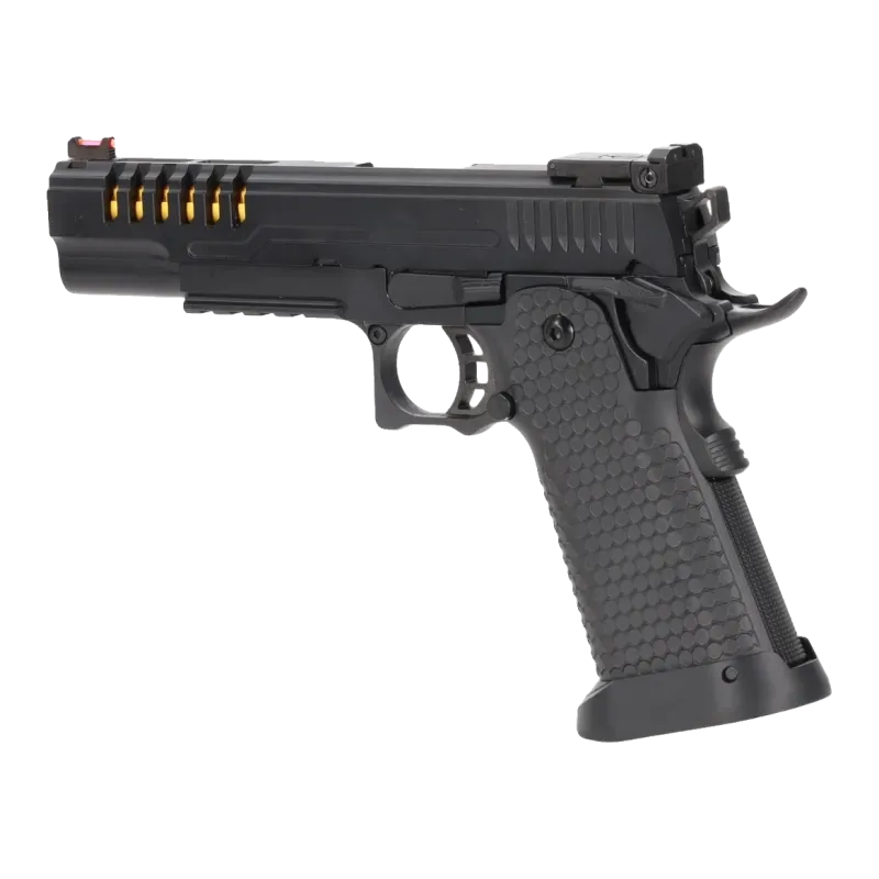 Pistolet GBB Specna Arms SA-VGP25 Vapor noir et or, vue gauche de trois quarts avant