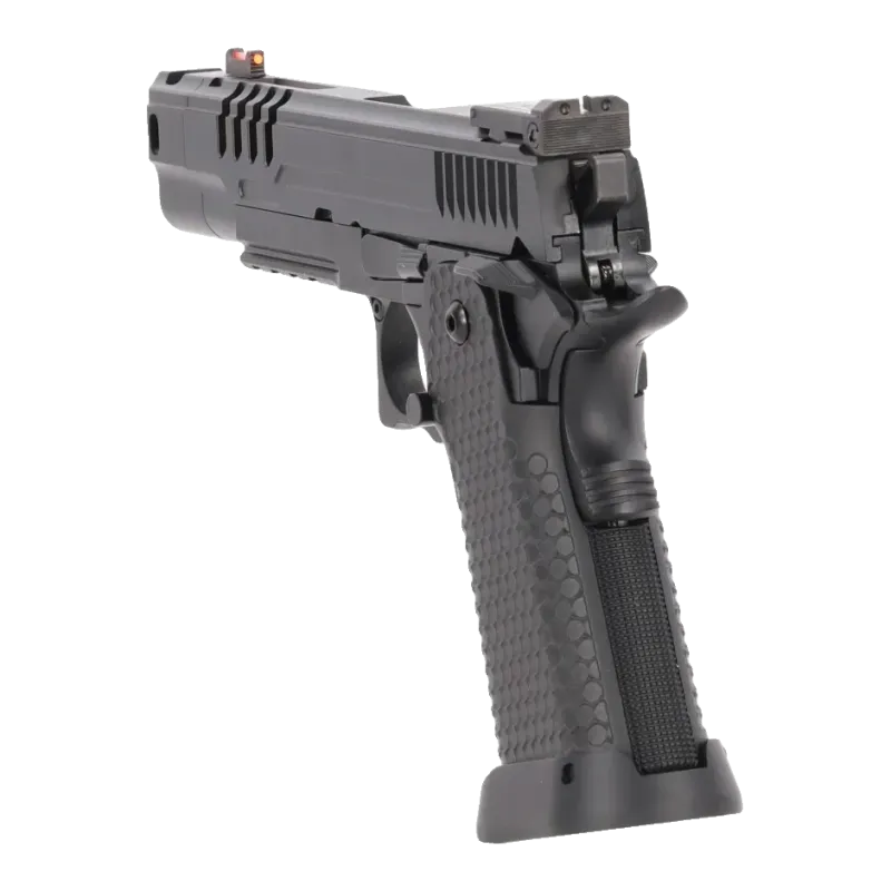 Pistolet GBB Specna Arms SA-VGP23 Vapor, vue arrière avec hausse et poignée alvéolée