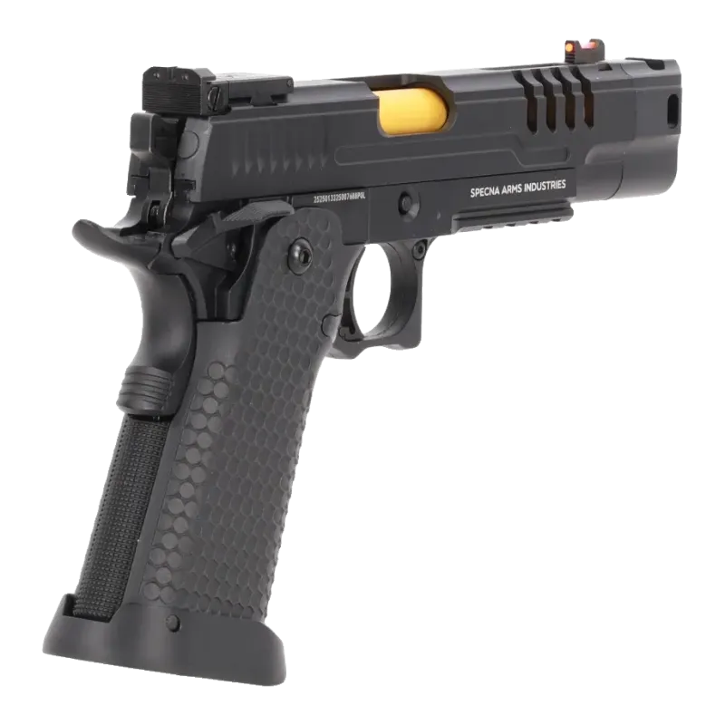 Pistolet GBB Specna Arms SA-VGP23 Vapor noir et or, trois-quarts arrière côté droit
