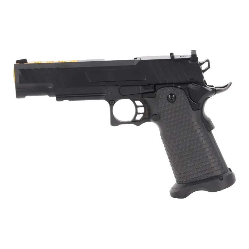Pistolet GBB Specna Arms SA-VGP19 Vapor Optics Ready noir et or, vue de profil gauche