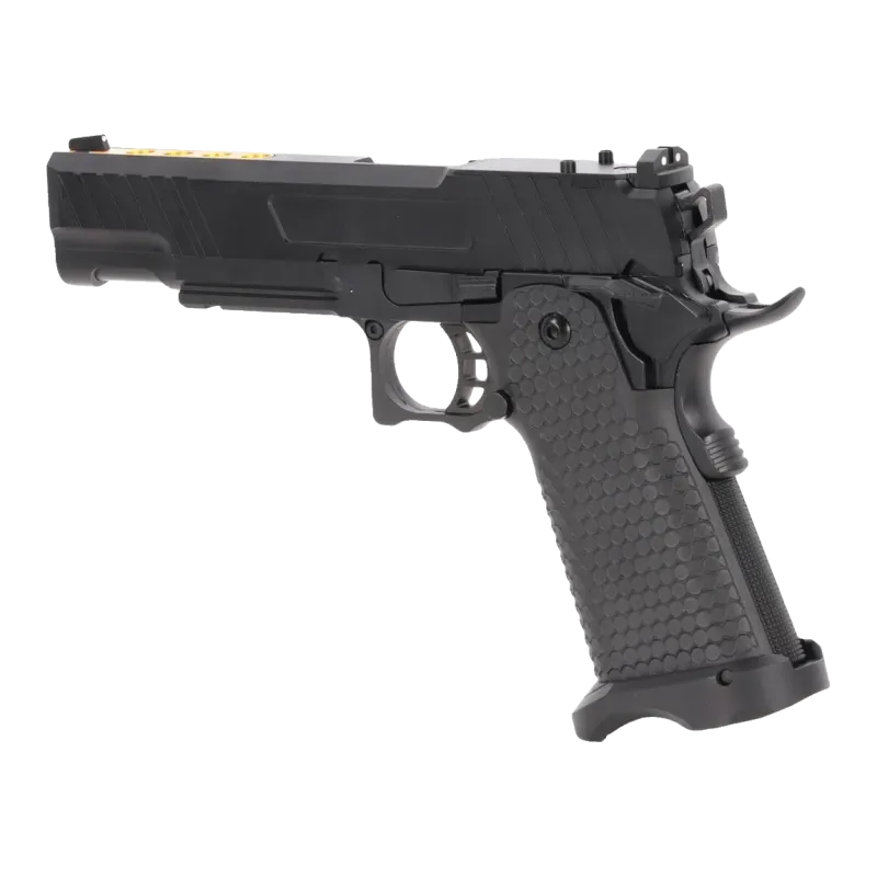 Pistolet GBB Specna Arms SA-VGP19 Vapor noir et or, trois-quarts avant côté gauche