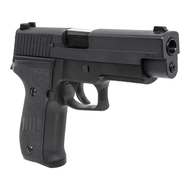 Pistolet GBB WE F226 avec rail noir, vue trois-quarts avant droit