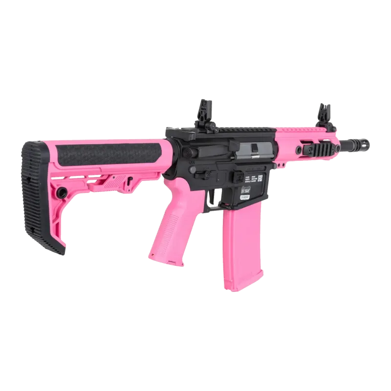 Specna Arms SA-F04-RL Flex Light Ops G2 rose - vue 3/4 arrière droit, crosse Light Ops