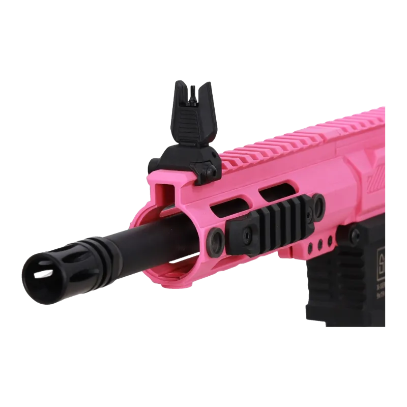 Détail du garde-main, du guidon et du cache-flamme du SA-FX01 Flex HAL G2 rose