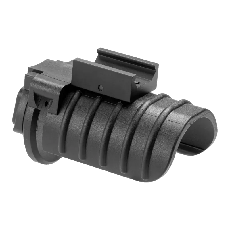 Lance-grenade 40 mm compact Action Army noir, vue avant avec embase rail 20 mm