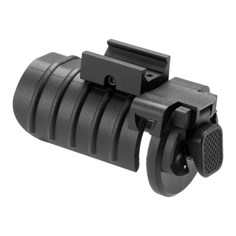 Lance-grenade Action Army noir, vue arrière avec bouton de tir quadrillé