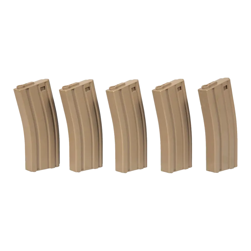 Specna Arms - Boîte de 5 chargeurs AEG type M4 140 billes - Tan