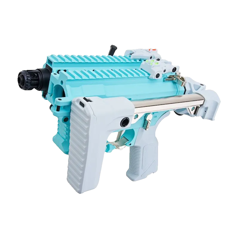 Réplique AEG G&G FAR 9 Macaron Blue repliée en deux temps, crosse et garde-main rabattus