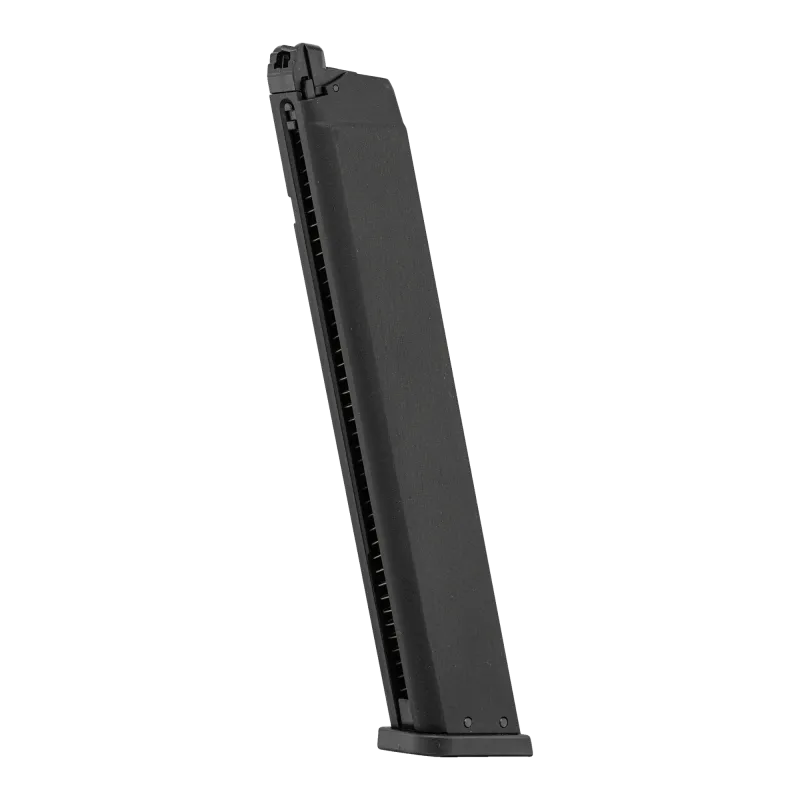 Chargeur gaz long KJ Works 50 billes pour KP-17, vue de face avec ressort apparent