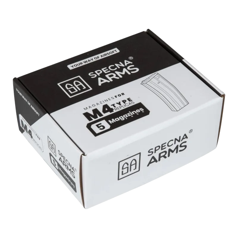 Boîte de 5 chargeurs Specna Arms pour répliques type M4, emballage fermé