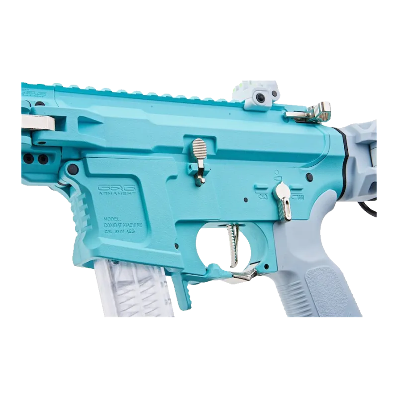 Carcasse G&G FAR 9 Macaron Blue, marquage Combat Machine, sélecteur, détente et pontet