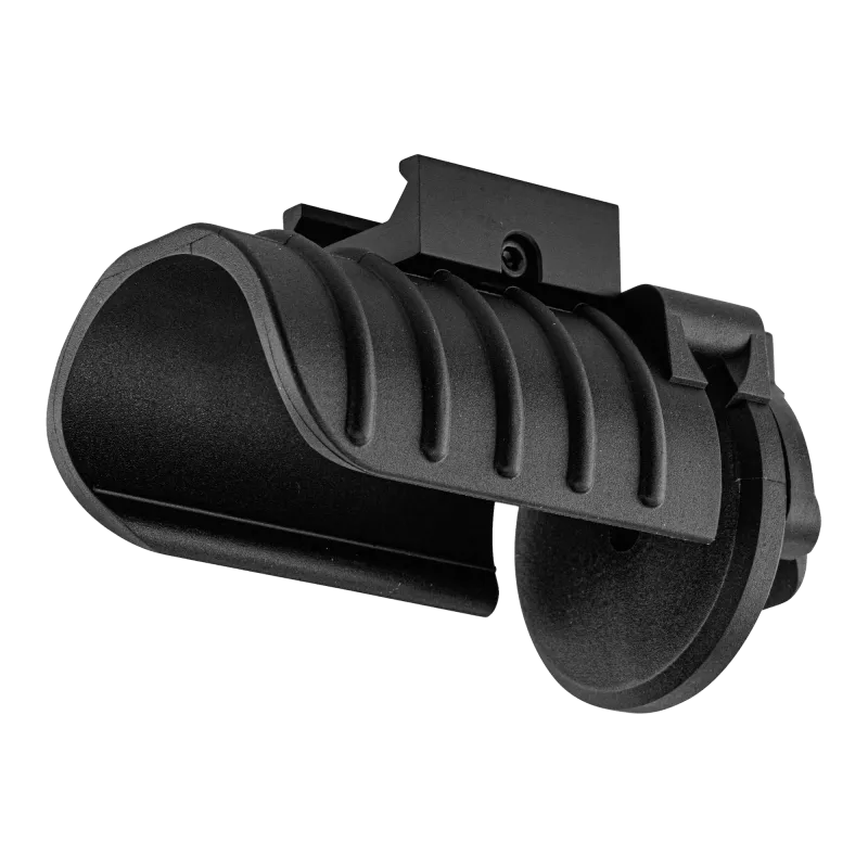Lance-grenade compact Action Army noir, canon ouvert vu de face avec embase rail 20 mm