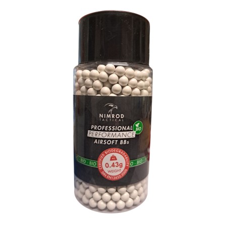 Nimrod Tactical - Billes blanches Biodégradables Pro Performance 0.43g X 1000 bbs