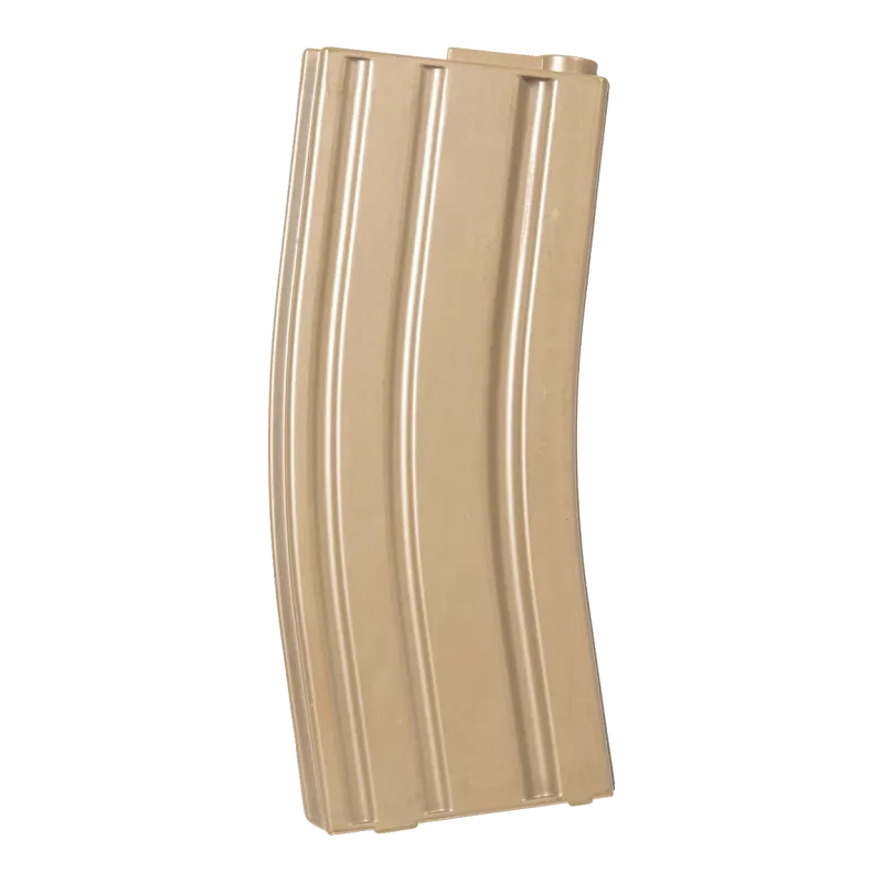 Chargeur mid-cap M4 Specna Arms tan seul, nervures du corps en polymère vue de profil