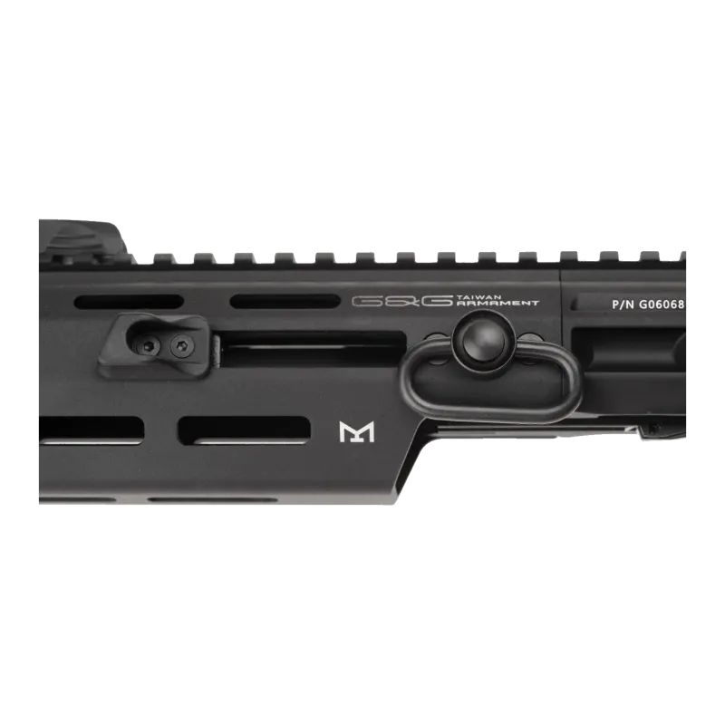 Gros plan du rail M-LOK et de l'attache de sangle QD du kit G&G SMC9