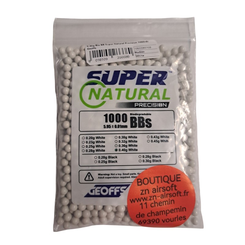 Geoffs - Billes blanches Biodégradables Super Natural Precision 0.40g X 1000 bbs