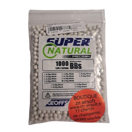 Geoffs - Billes blanches Biodégradables Super Natural Precision 0.40g X 1000 bbs