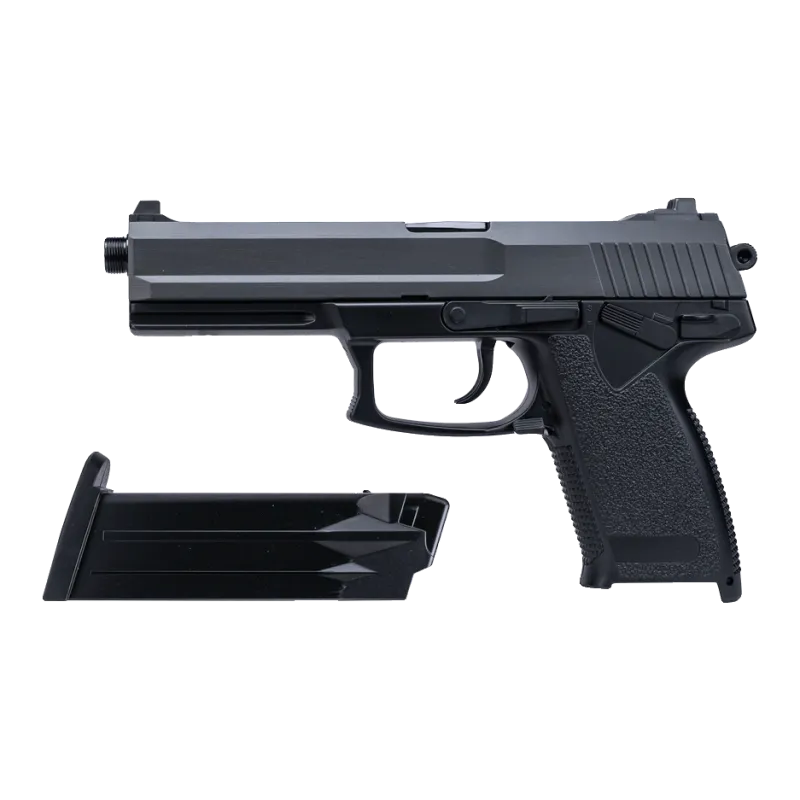 ASG DL60 Socom avec canon fileté sans silencieux et chargeur de 27 billes à côté